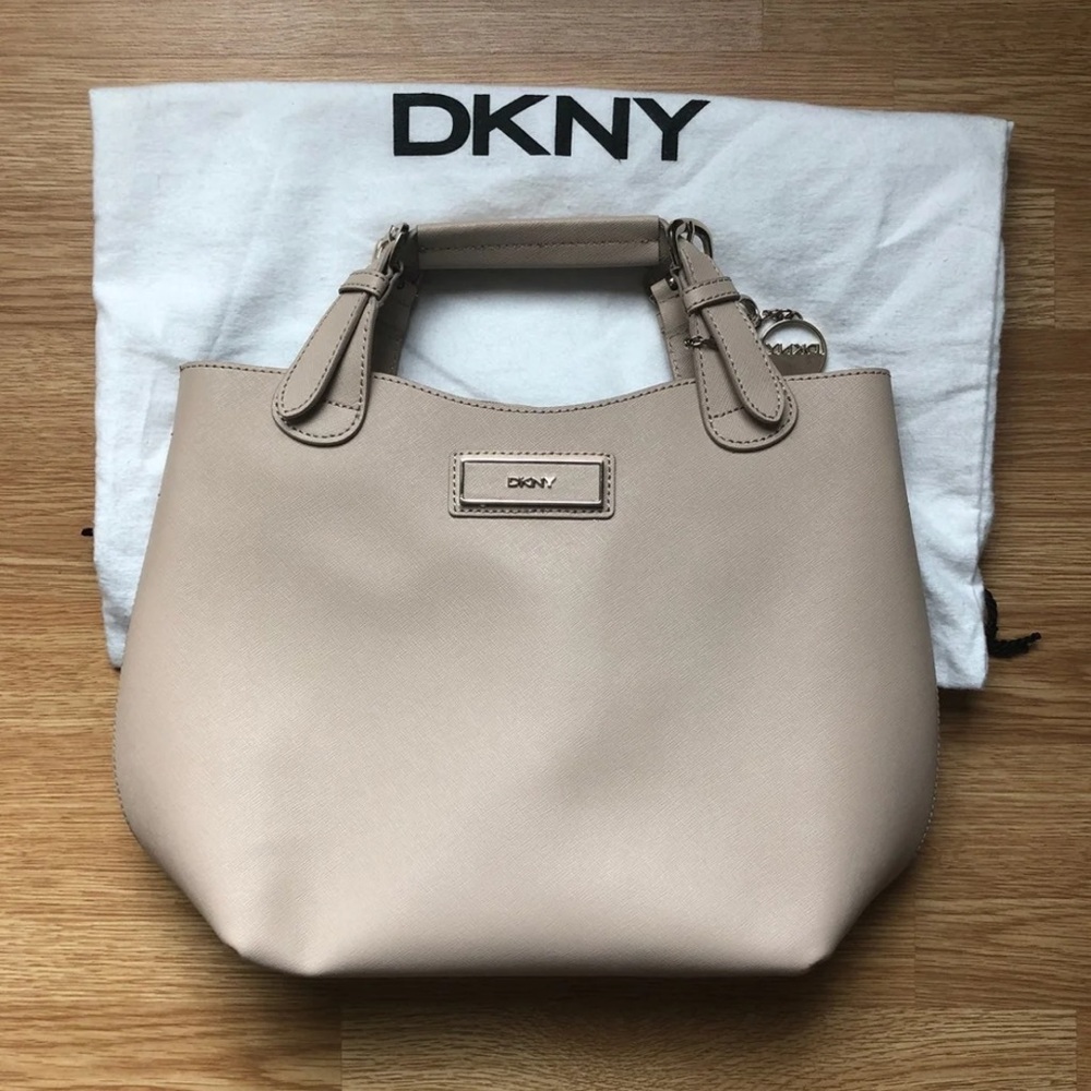 DKNY Faux Leather Small Beige Bag